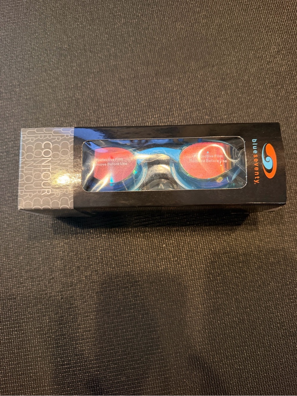 Seventy blue blue goggles with rainbow mirrored lenses
